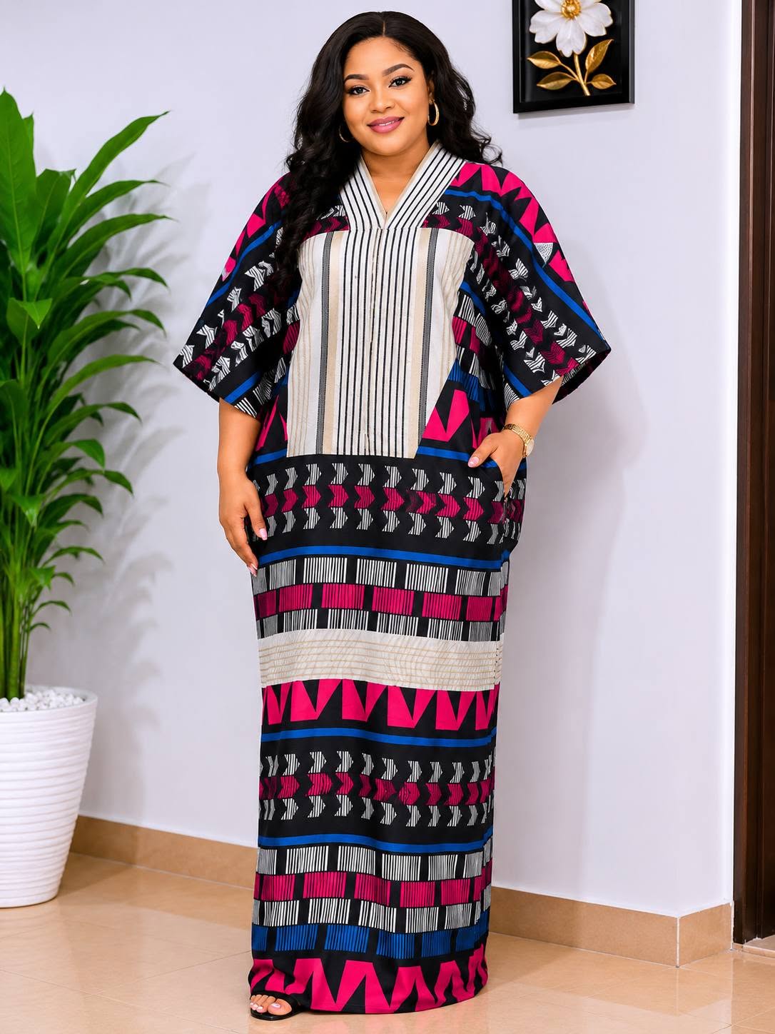 Tribal Geometric Maxi Bubu